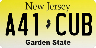 NJ license plate A41CUB