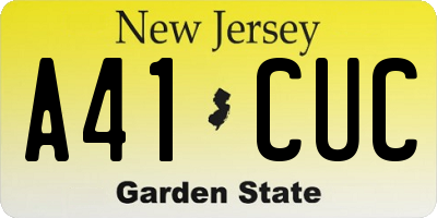 NJ license plate A41CUC