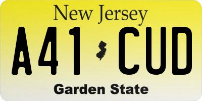 NJ license plate A41CUD