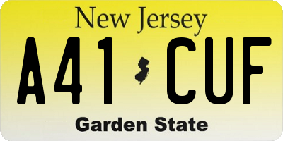 NJ license plate A41CUF