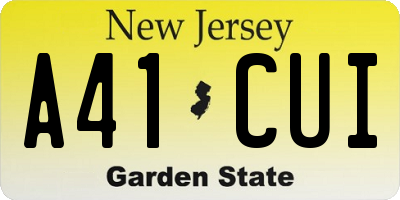 NJ license plate A41CUI
