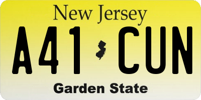 NJ license plate A41CUN