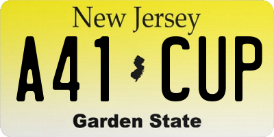 NJ license plate A41CUP