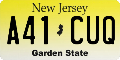 NJ license plate A41CUQ