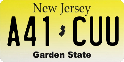 NJ license plate A41CUU