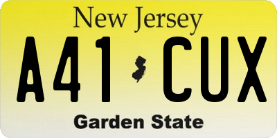 NJ license plate A41CUX