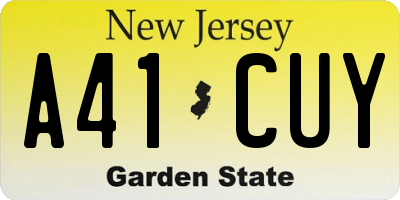 NJ license plate A41CUY