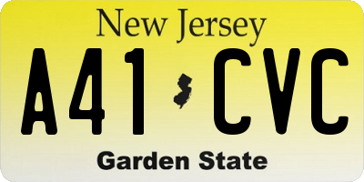 NJ license plate A41CVC