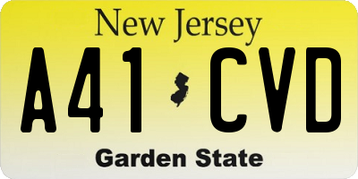 NJ license plate A41CVD