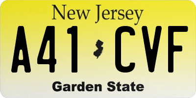 NJ license plate A41CVF