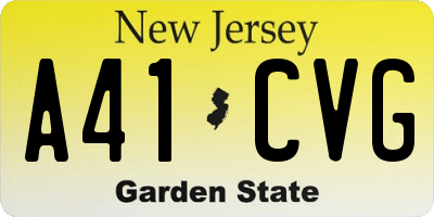 NJ license plate A41CVG