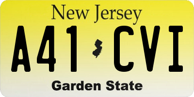 NJ license plate A41CVI