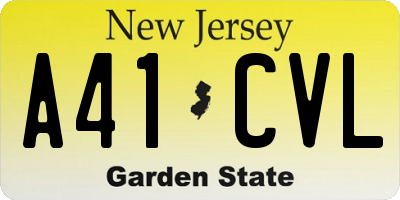 NJ license plate A41CVL