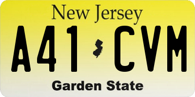 NJ license plate A41CVM