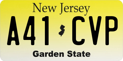 NJ license plate A41CVP