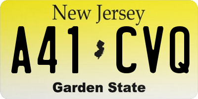 NJ license plate A41CVQ