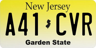 NJ license plate A41CVR