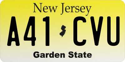 NJ license plate A41CVU