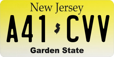 NJ license plate A41CVV