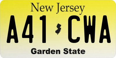 NJ license plate A41CWA