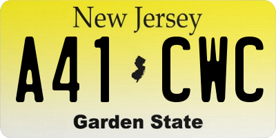NJ license plate A41CWC