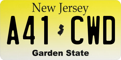 NJ license plate A41CWD