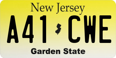 NJ license plate A41CWE
