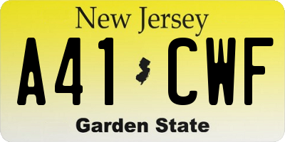 NJ license plate A41CWF