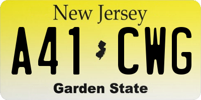 NJ license plate A41CWG