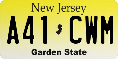 NJ license plate A41CWM