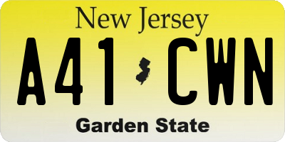 NJ license plate A41CWN