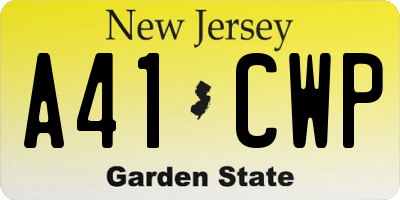 NJ license plate A41CWP