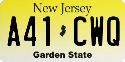 NJ license plate A41CWQ