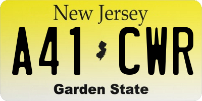 NJ license plate A41CWR