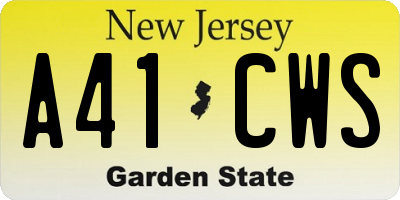 NJ license plate A41CWS