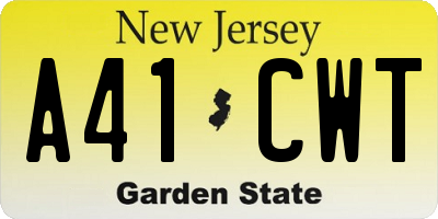 NJ license plate A41CWT