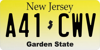 NJ license plate A41CWV