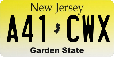 NJ license plate A41CWX