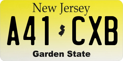 NJ license plate A41CXB