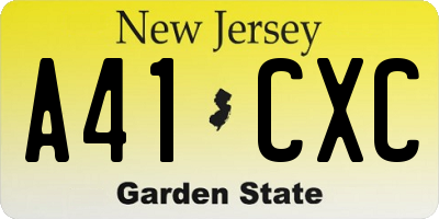NJ license plate A41CXC