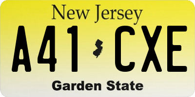 NJ license plate A41CXE
