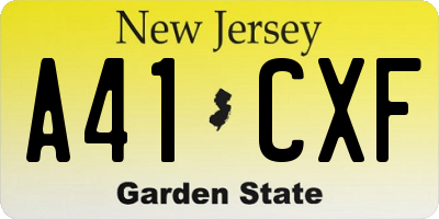NJ license plate A41CXF
