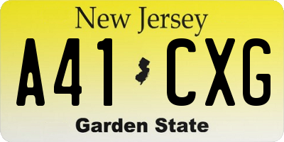 NJ license plate A41CXG