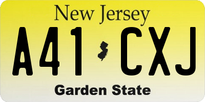 NJ license plate A41CXJ