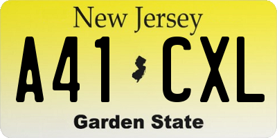NJ license plate A41CXL