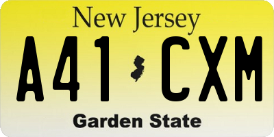 NJ license plate A41CXM