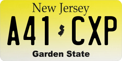 NJ license plate A41CXP