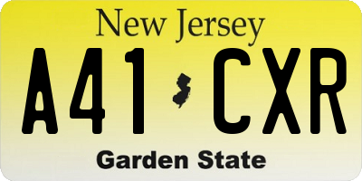 NJ license plate A41CXR