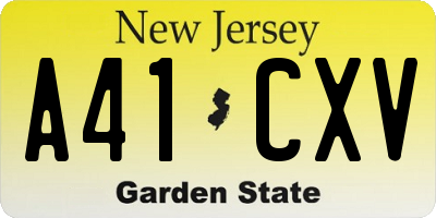 NJ license plate A41CXV