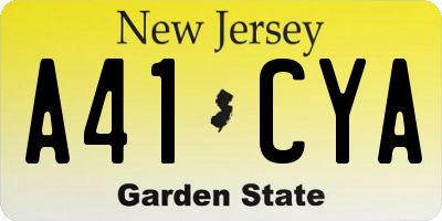 NJ license plate A41CYA